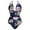 Purple, variant on Danhjin Women's Slimming One Piece Swimsuits Floral Printed Tummys Control Bathing Suit Halter Retro Monokini for Big Busted Curvy Women