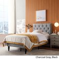 thumbnail image 2 of Noble House Kwan Contemporary Upholstered Twin Bed Platform, Charcoal Gray, Black, 2 of 12