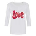 thumbnail image 4 of Craaazy Women's Valentines Shirts Crew Neck 3/4 Sleeve Love Heart Print Tops Gifts, 4 of 5