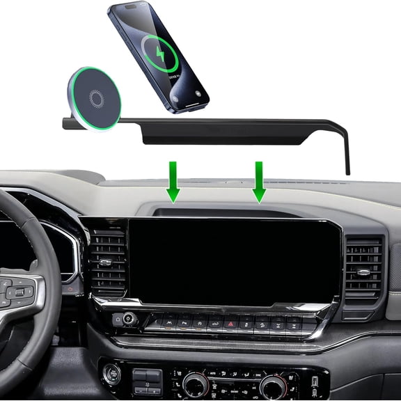 Car Phone Mount for 2022-2026 Chevrolet Silverado 13.4" Screen Accessories 1500/2500/3500 Series MagSafe 15W Fast Wireless Charger Cell Phone Holder