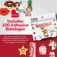 thumbnail image 2 of BioSwiss Bandages, Assorted Shaped Self Adhesive Bandage, Unicorn, Cupcakes, Lips, Bacon, Stars and More, Latex Free Sterile Wound Care for Kids and Adults, 100 Count, 2 of 7