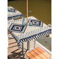 thumbnail image 2 of Outdoor Tablecloth with Umbrella Hole for Patio/Picnic/Party/Camping, Blue Black Grey Waterproof Table Cloth Square Cover Washable, Boho Southwestern Geometric (60"x 60"), 2 of 9