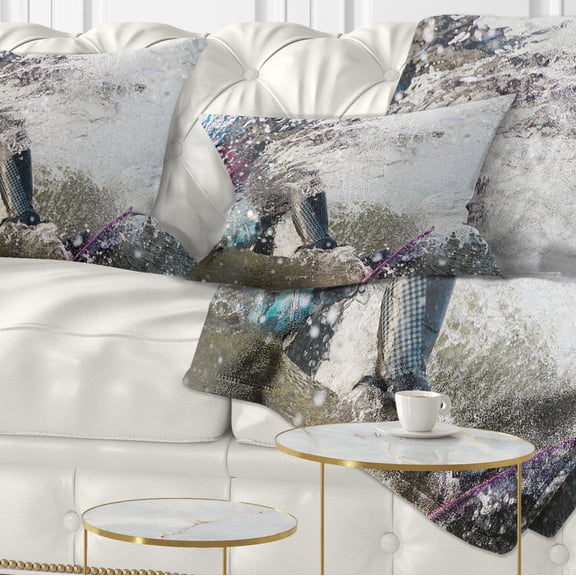 Designart Guy on a Wakeboard - Landscape Printed Throw Pillow - 12x20