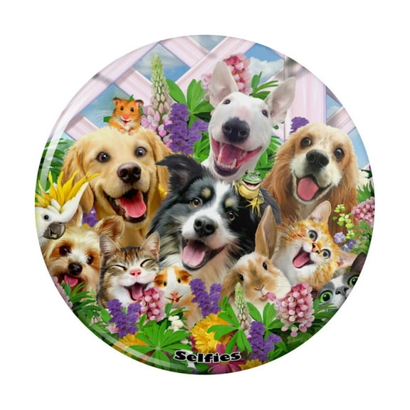 Backyard Animal Pals Selfie Dogs Cats Hamster Frog Kitchen Refrigerator Locker Button Magnet