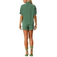thumbnail image 3 of Allegra K Women's Shirts and Shorts Linen 2 Piece Outfits Casual Set XL Dusty Green, 3 of 6
