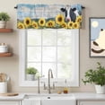 thumbnail image 2 of Cow Sunflowers Valance Curtain for Windows Yellow Flower Bee Farm Animal Oil Painting Rod Pocket Curtain Valances Short Window Treatments Panels for Kitchen Bathroom Laundry Basement 60 x 14 Inch, 2 of 9
