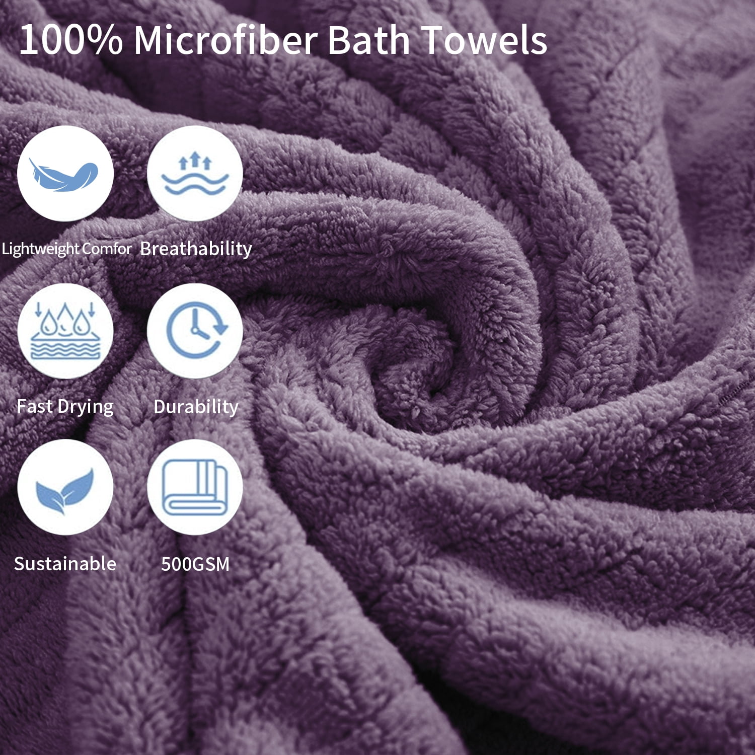Covina Home 4 Pack Dark Purple Bath Towel Set Microfiber Bathroom Towel Set Ultra Soft Plush Oversized Towels Adult Luxury Bath Sheet