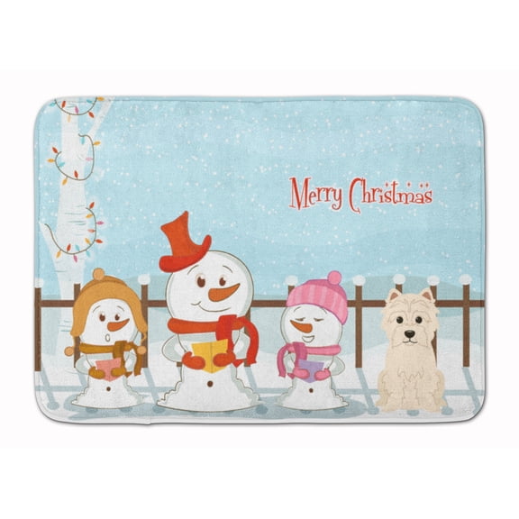 Merry Christmas Carolers Westie Machine Washable Memory Foam Mat