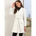 thumbnail image 4 of DARING DIVA Women's Lapel Collared Belted Trench Outerwear Coat L White, 4 of 6