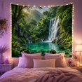 thumbnail image 2 of Multi-Tiered Waterfall in Lush Rainforest Serene Digital Art for Nature Lovers, Tropical Scenery Wall Decor, Housewarming Gift, Tapestry Wall Hanging for Bedroom and Living Room, 2 of 7