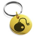 thumbnail image 1 of Stainless Steel Pirate Bombardier Icon Engraved Small Medallion Circle Charm Keychain Keyring, 1 of 1