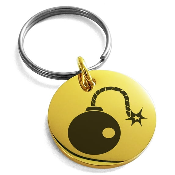 Stainless Steel Pirate Bombardier Icon Engraved Small Medallion Circle Charm Keychain Keyring