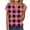 Pink, variant on Cilsoka Women's V Neck T Shirts Short Sleeve Plaid Basic Tees Trendy Summer Going Out Tops Comfy Casual Fashion Clothes