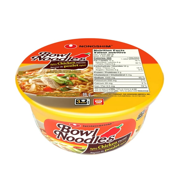 Nongshim Spicy Chicken Bowl Noodle Soup, 86g, Microwavable