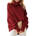 thumbnail image 1 of Women's Oversized Turtleneck Sweater Long Batwing Sleeve Ribbed Knit Pullover Fall Winter Fashion Plus Size Tunic Top, 1 of 4