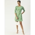 thumbnail image 4 of DressBerry Women’s Printed Poly Rayon Dress Round Neck 3/4th Long Sleeves Knee Length Regular Wear Light Weighted Casual Summer Dress, 4 of 7