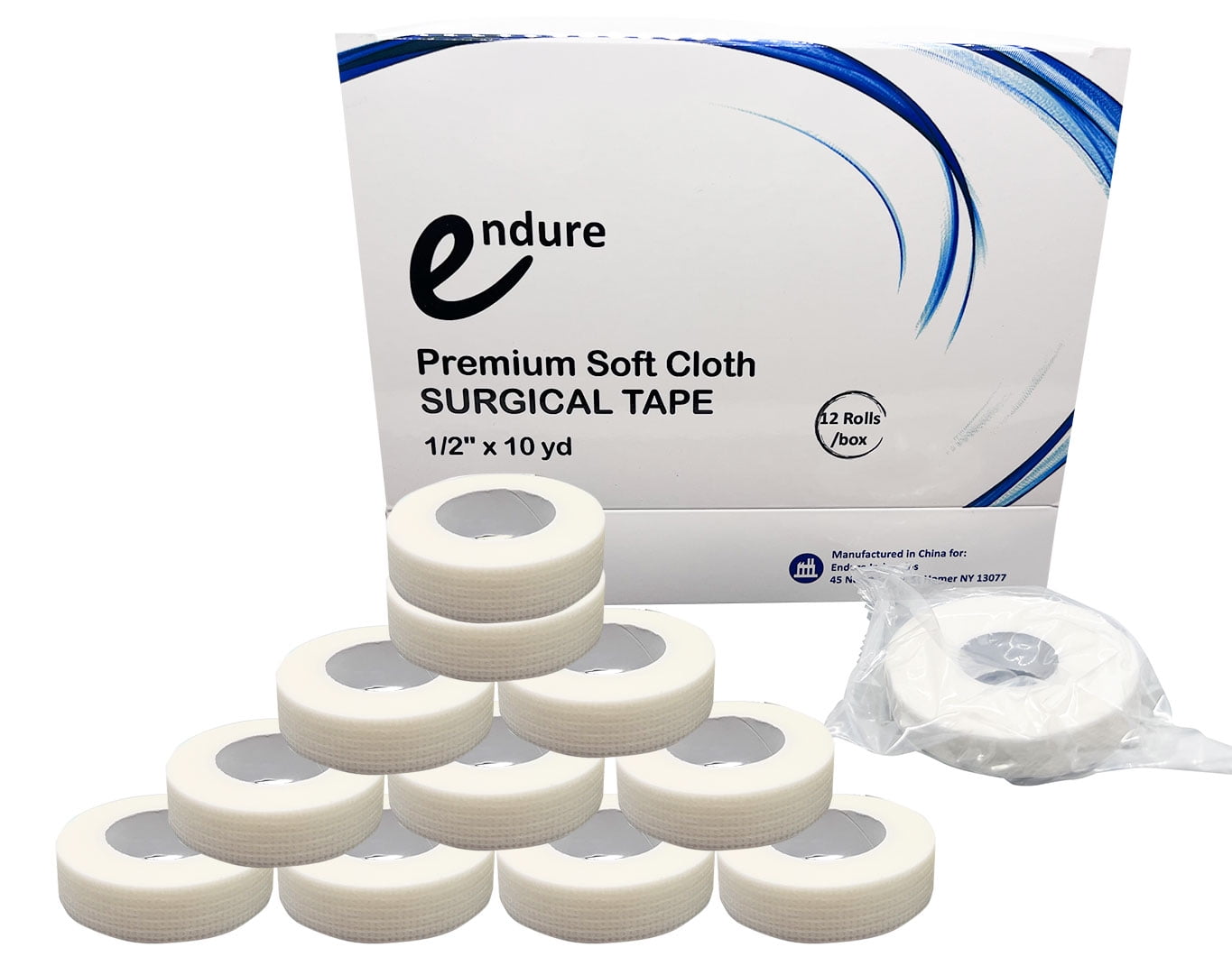 Endure Hypoallergenic Premium Soft Cloth Medical Tape, Adhesive