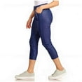 thumbnail image 3 of Couver Women's Ultra Stretch 5 Pocket Capri Jeggings Pull-On Denim Look Pants, Denim Blue, Small, 1 Pair, 3 of 9