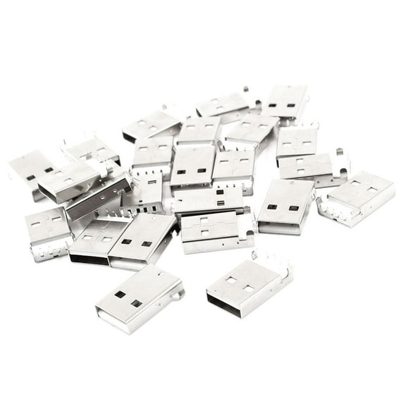 Unique Bargains 25cs PCB Mount 90 Degree 4-Pin USB2.0 Male Type A DIP Jack Socket Connector