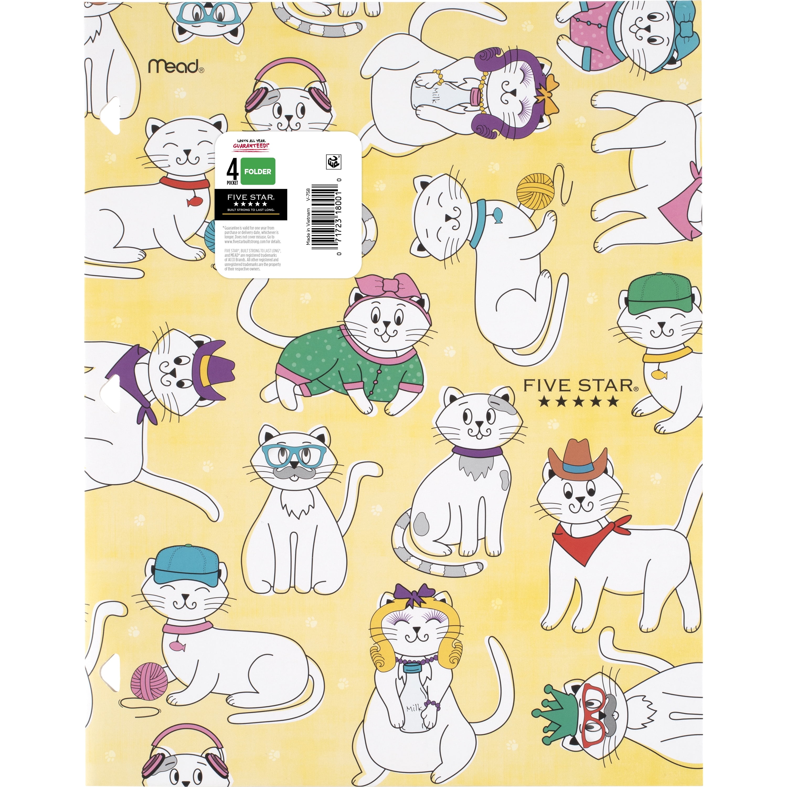 Five Star Cats 4-Pocket Paper Folder