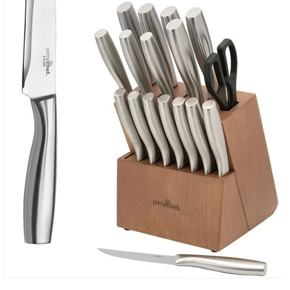 Ultra Sharp Stainless Steel Professional Grade Kitchen Chef Knife Set with Wooden Block Prime Chef Stainless Steel 18 Piece Block Set