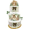 Teddy Bear Diaper Cake - "Oh Baby" - Gender Neutral Baby Shower Gift for a Boy or Girl - Burlap and Sage Green