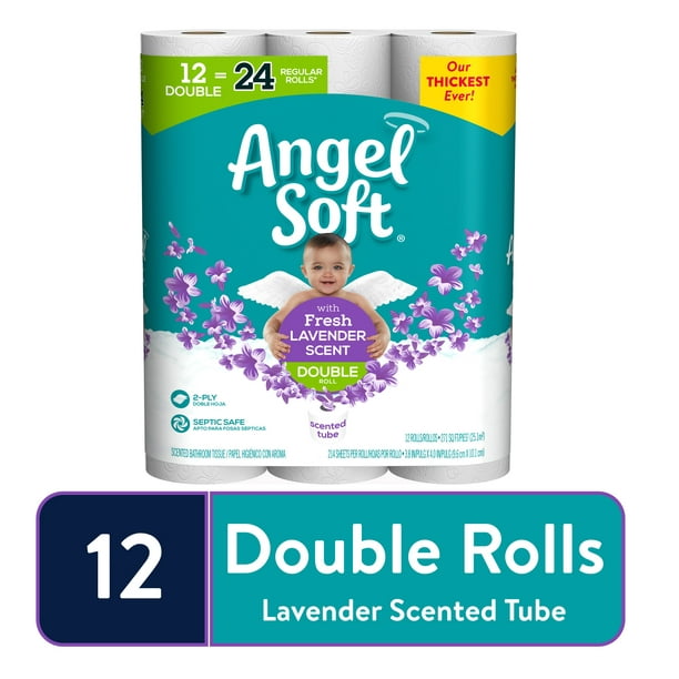 Angel Soft Toilet Paper with Fresh Lavender Scent, 12 Double Rolls