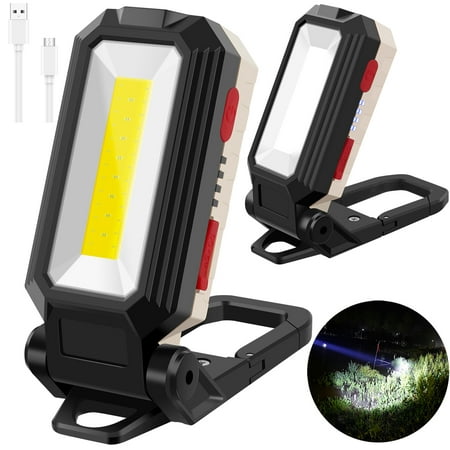 

Threns LED Work Light 1200mAh IP65 Waterproof Job Site Light Magnetic COB Workshop Lamp USB Rechargeable Workshop Torch Inspection Light 360° Rotating Camping Lamp for Outdoor Fishing