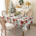 thumbnail image 5 of Joyfol Day Winter Holiday Christmas Tablecloth, Red Flowers Bells Table Cloth, Waterproof Table Cover for Xmas/Dinner Party Decoration (60 X 84 INCH,Rectangle), 5 of 6