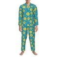 thumbnail image 3 of Sikiie Bee Sunflower Mens Pajama Set, Soft Warm Long Sleeve Sleepwear, Cozy Button-Down Pjs for Men-X-Large, 3 of 7