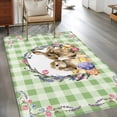 thumbnail image 4 of Area Rug for Living Room, Easter Bunny Non-Slip Indoor Large Carpet for Bedroom/Dining Room, Spring Easter Eggs Chick Floral Sage Green Check Washable Low-Profile Floor Runner Rugs - 4 x 6 Ft, 4 of 7