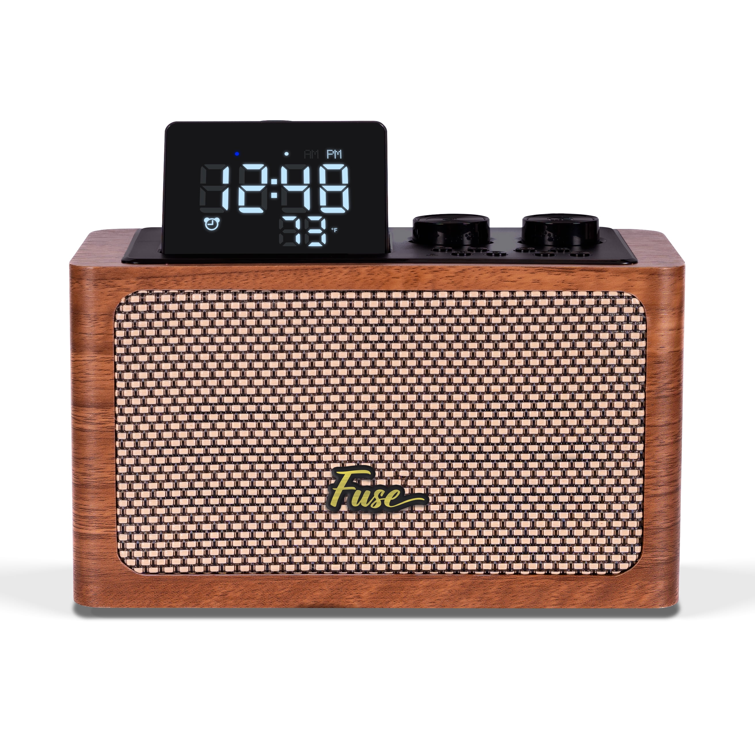 Fuse Zide Vintage Retro LCD Alarm Clock Radio Bluetooth Speaker - Brown