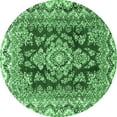 thumbnail image 1 of Ahgly Company Indoor Round Medallion Emerald Green Traditional Area Rugs, 3' Round, 1 of 4