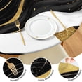 thumbnail image 4 of Black and Gold Marble Wavy Lines Pattern Round Fitted Tablecloth with Elastic Edge,Dining Table Cover Waterproof,Outdoor Round Tablecloth for Camping,Dining,Indoor and Outdoor, 4 of 7