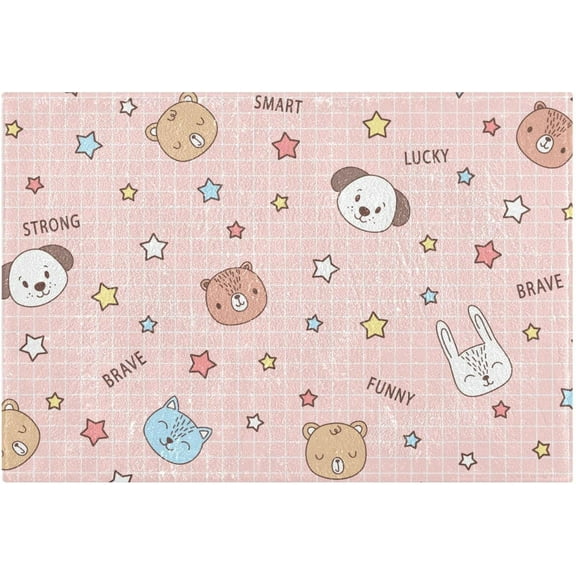 SKYSONIC Toilet Bathroom Rugs Sets 2 Piece, Seamless Childish Funny Pattern Soft Absorbent Fluffy Toilet Mat Set Non-Slip Rubber Backing Bath Mats for Bathroom,16"x24" 20"x24"