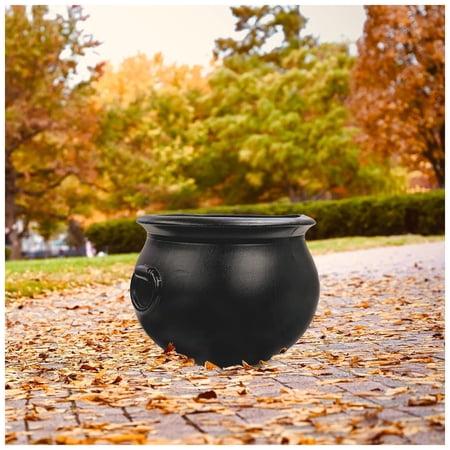 Union Products 55120 12 Inch Plastic Witch Cauldron Spooky Halloween Decoration, Black