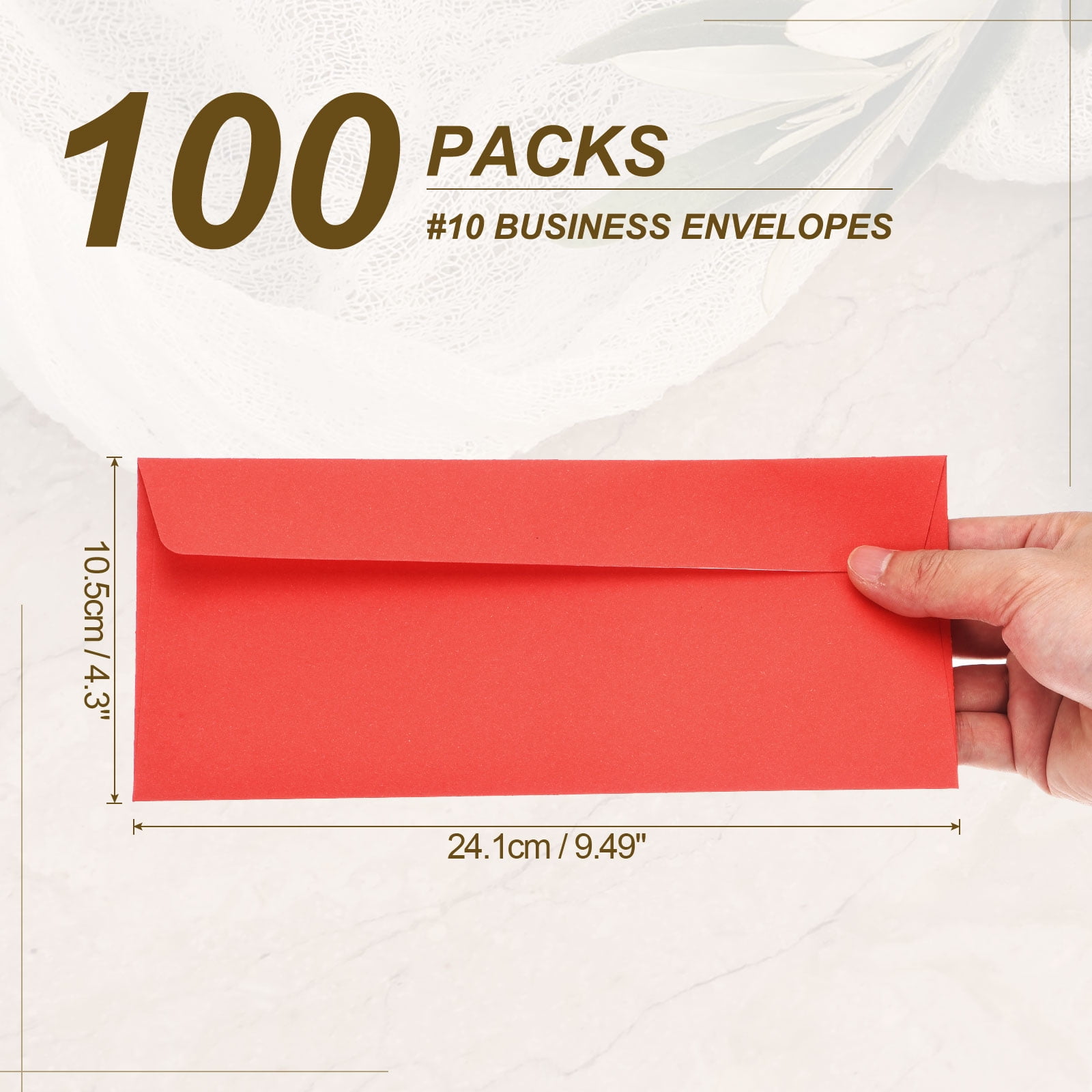 Uxcell 100 Pack Red #10 Business Envelopes, Colored Self Seal Letter Size