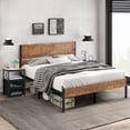 thumbnail image 2 of VECELO 3-Piece Bedroom Set Metal Platform Bed with Wooden Headboard and 2 Black Nightstand, Full Size, 2 of 8