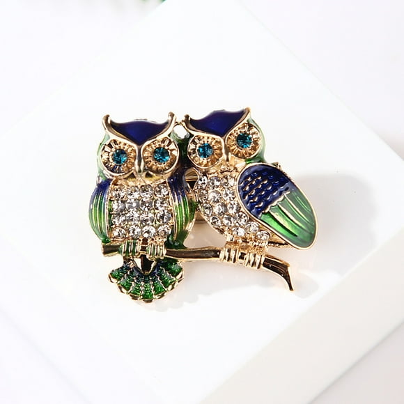 TopLLC Brooches Owl Brooch Brooch Retro Alloy Dripping Oil Diamond Brooch Pin Scarf Shawl Clip Animal brooch