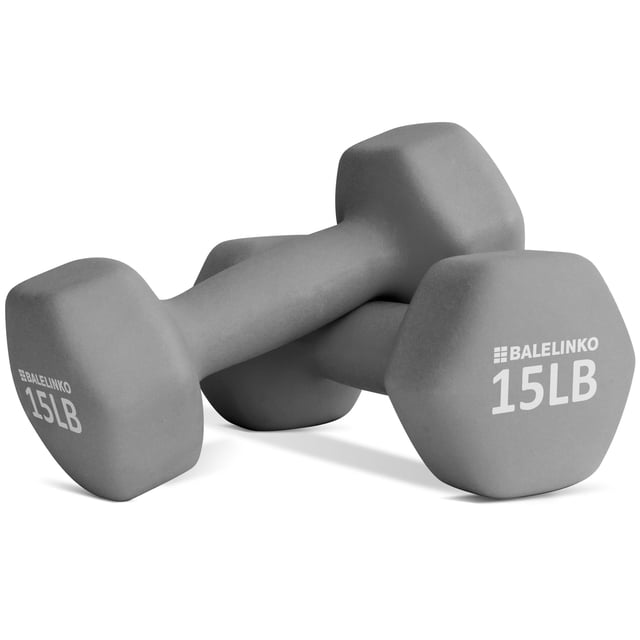 Balelinko Equipo De Gimnasio En Casa Entrenamientos Entrenamiento De Fuerza Pérdida De Peso Pilates Pesas Conjuntos De Yoga Pesas Para Mujeres, Hombres, Personas Mayores Y Jóvenes, 15 Libras, Par Gris