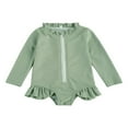 thumbnail image 1 of Baby Girls Long Sleeve Swimsuit Ruffle Zipper Rash Guard Swimwears, 1 of 6