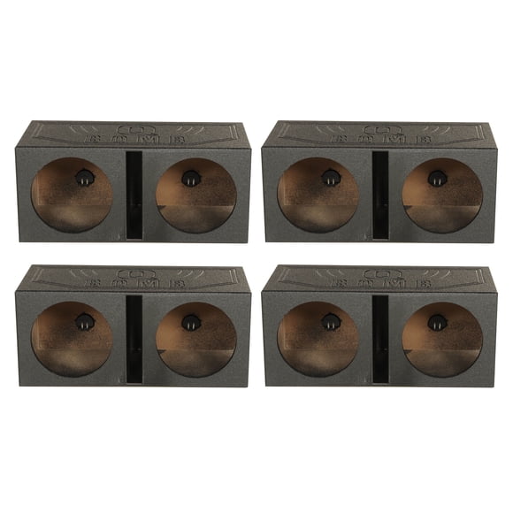 QPower Dual 12 Inch Vented Ported Subwoofer Sub Box with Bedliner Spray (4 Pack)