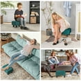 thumbnail image 5 of HOMCOM 16" Cube Modern Linen Fabric Pouf Footrest Ottoman - Green, 5 of 9