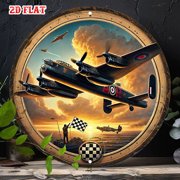 HELLOYOUNG WWII RAF Spitfire Hurricane Metal Wall Art Vintage British Aircraft Sign with RAF Insignia Wall Decor Patriotic Aviation Gift for Hangar Home Office