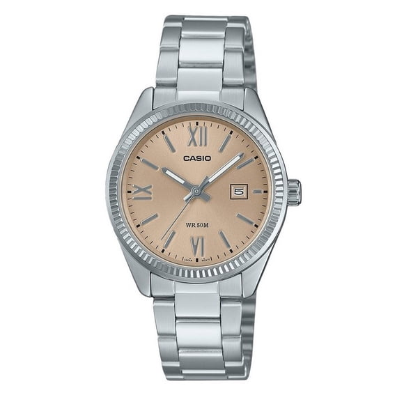Casio Standard Analog Stainless Steel Peach Dial Quartz LTP-1302DD-4A2V Women's Watch