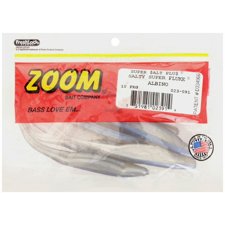 Zoom Super Fluke Freshwater Fishing Soft Bait, Bait Fish, 5 1/4, 10-pack 