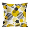 thumbnail image 1 of BSDHOME Housse de Coussin Ronde Jaune avec Motif de Cercles Rayures Points Abstraits Noir Radial 18x18 Pouces, 1 of 1