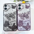 thumbnail image 4 of OOK for iPhone 16 Plus Case, Cute 3D Diamond Butterfly Pattern Luxury Slim Plating Bling Glitter Protective Phone Case with Screen Protector for Girls Women, Black, 4 of 6