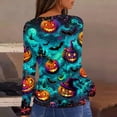 thumbnail image 4 of IYYVV Womens Halloween Shirts Long Sleeve Crewneck Casual Dressy Tops Funny Ghost Pumpkin Graphic Halloween Fall Fashion Tops Cyan XL, 4 of 7