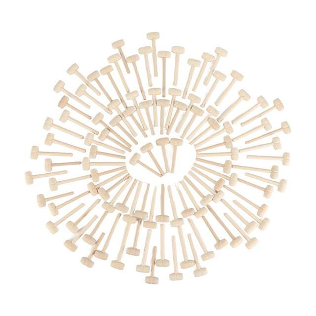 100 mini martillos de madera para chocolate, martillo de corazón rompible portátil, mazo de madera pequeño para niños